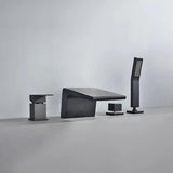 Waterfall Deck-Mount Roman Tub Faucet with Handshower in Brushed Gold