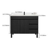 36" Modern Black Bathroom Vanity Ceramics Single Sink Freestanding with 3 Drawers