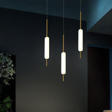 White Pendant Light Fixture LED Single Hanging Light Brass Finish