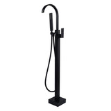 Freestanding Matte Black Bathtub Filler Faucet and Handheld Shower with High-Arc Spout