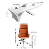 2 Pieces Concise Modern White Office Desk and Adjustable Chair