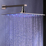 Dree Modern 12" Wall Mount LED Square Showerhead & Hand Shower System in Brushed Nickel