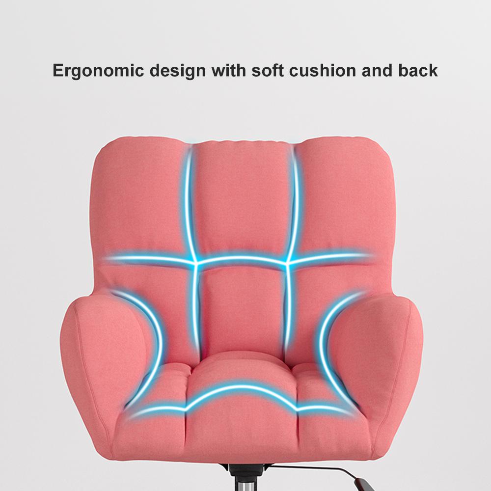 Modern Office Chair Upholstered Cotton & Linen Swivel Task Chair Height Adjustable