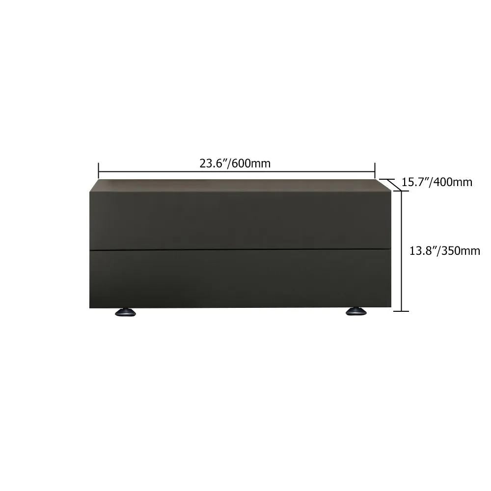 24" Modern Minimalist Black Bedroom Nightstand with 2 Drawers