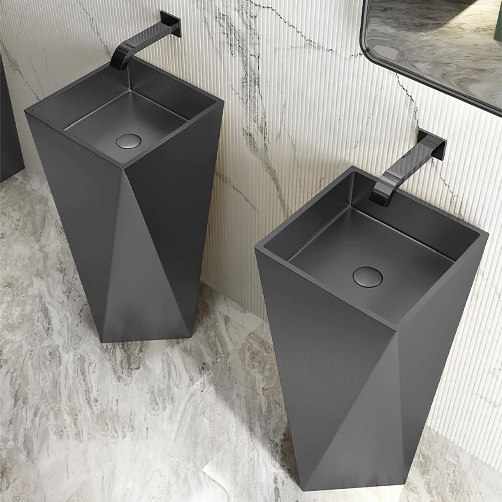 Gold Modern Luxury Stainless Steel Sink Pedestal Sink Freestanding