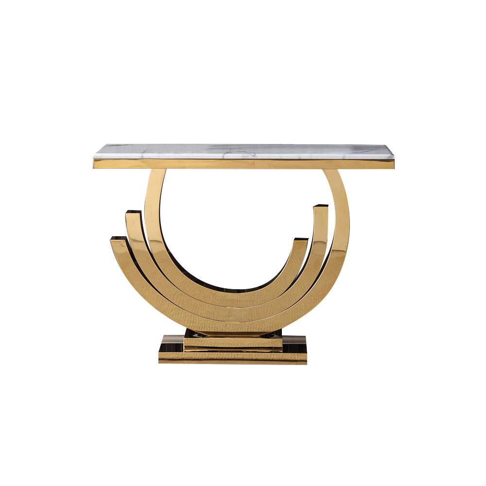 59.1" Gold & Black Marble Console Table Narrow Rectangular Entryway Table