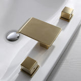 Moda Matte Black Waterfall Widespread Bathroom Sink Faucet Square Double Handle