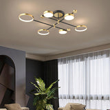 Modern Semi Flush Mount Lighting Gold Ceiling Light Fixture LED Ring