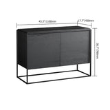 43" Nordic Minimalist Black Cabinet with 2 Doors on Metal Base