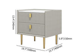 Modern 2 Drawers PU Leather Bedside Table Nightstand with Gold Metal Legs