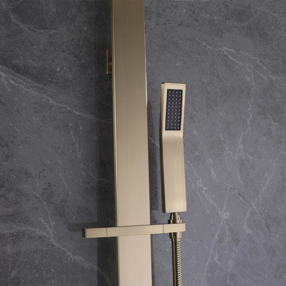 Exposed Thermostatic Shower Fixture with Rain Shower Head and Hand Shower Matte Black