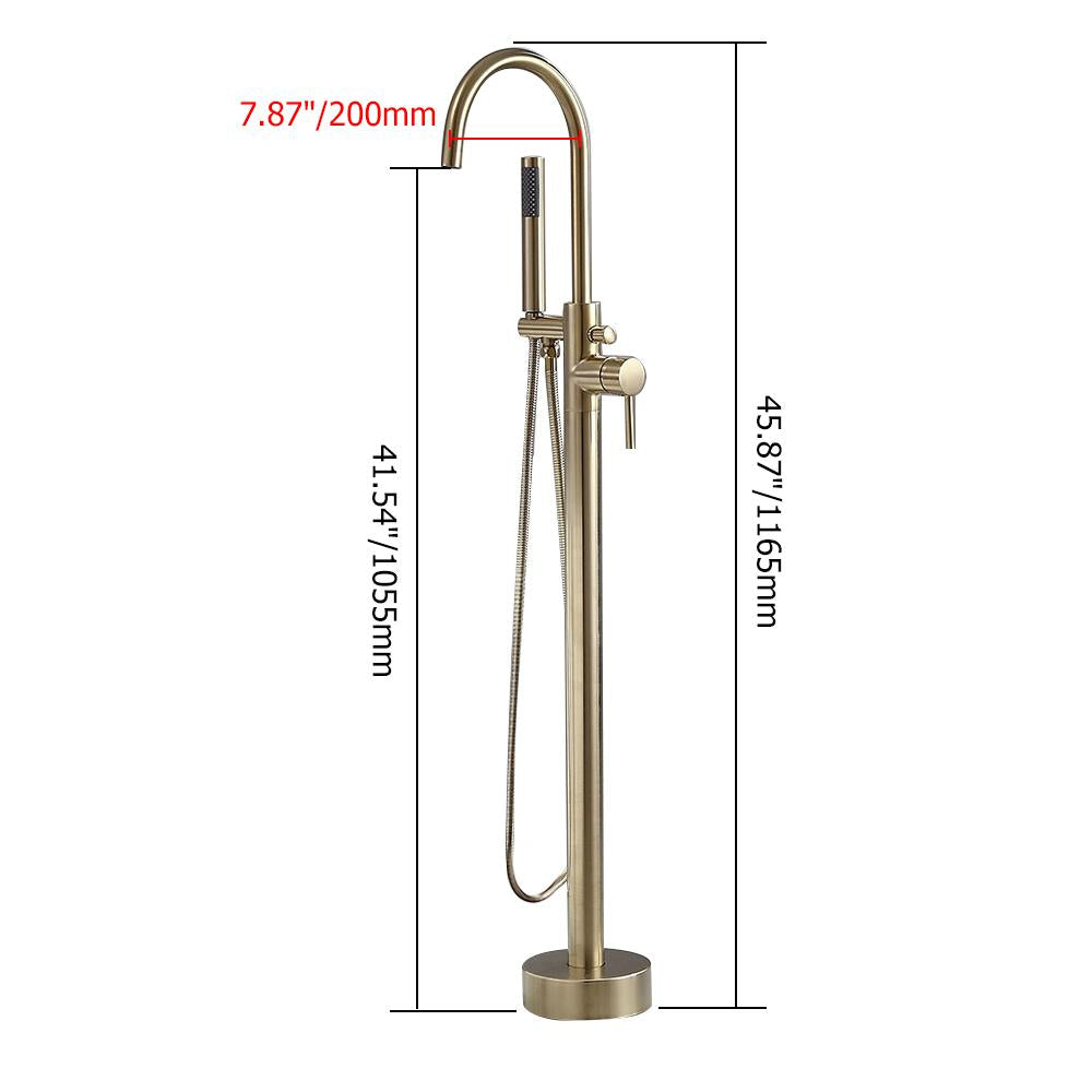 Brewst Freestanding Single Handle Tub Filler Faucet with Handheld Shower Solid Brass