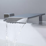 Moda Matte Black Waterfall Widespread Bathroom Sink Faucet Square Double Handle