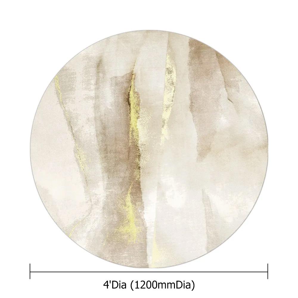 Modern Gray and Gold Abstract Round Velvet  Indoor Area Rug 4'