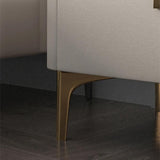 Modern Off White Nightstand 2-Drawer Bedside Cabinet with Stone Top & Microfiber Leather