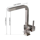 Contemporary Single Handle Square Pull-Out Brass Kitchen Faucet in Brushed Nickel