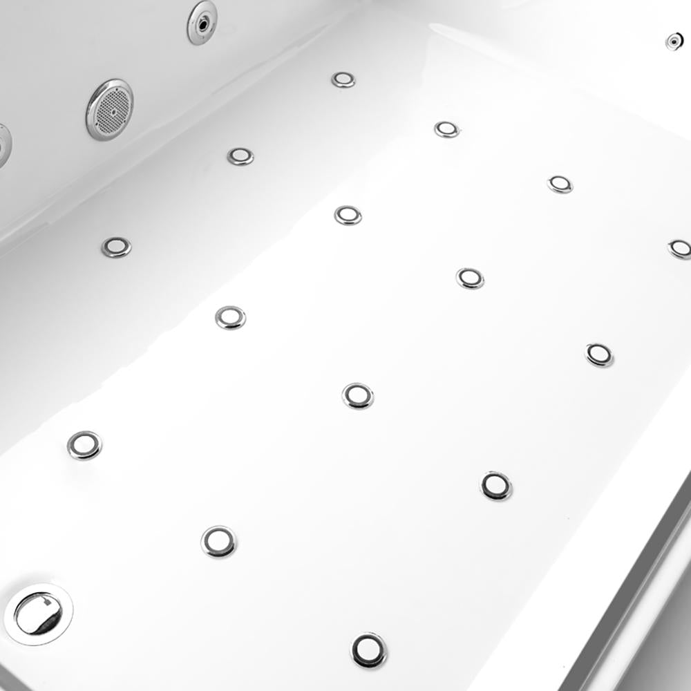 71" Acrylic LED Water Massage Bathtub Decoration Transparent in White