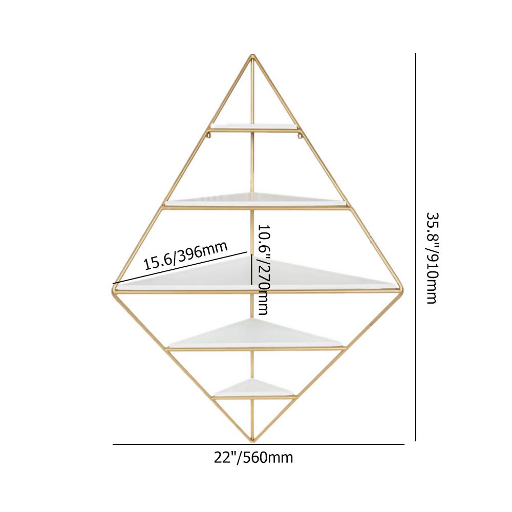 Modern Corner Wall Shelves Triangle Floating Shelves in Gold & White
