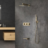 Wall-Mounted 10" Shower System in Brushed Gold with Tub Spout Solid Brass