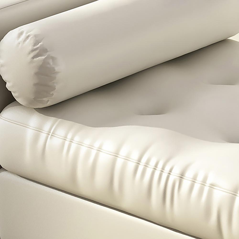 47.2" White Faux Leather Upholstery Tufted Bench Ottoman Gold Leg Entryway Bedroom