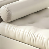 47.2" White Faux Leather Upholstery Tufted Bench Ottoman Gold Leg Entryway Bedroom