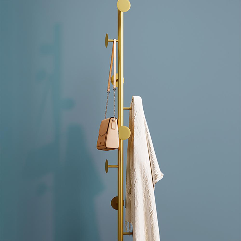 Coat Rack Brass Gold Round Hooks Entryway Freestanding Coat Hanger Marble Base