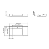 40" Wall-Hung Stone Resin Rectangle Bathroom Ramped Sink in Matte White