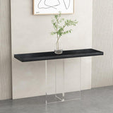 40" Black Modern Narrow Console Table Entryway Floating Pinewood Top & Acrylic Pedestal
