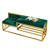39.4" Gray Shoe Storage Bench Entryway Bench Velvet Upholstered with Metal Frame