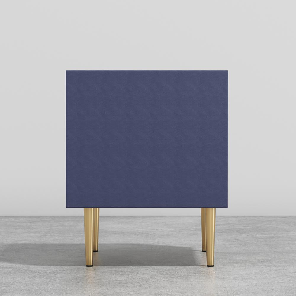 Modern 2 Drawers PU Leather Bedside Table Nightstand with Gold Metal Legs