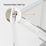 Savea 47.2" Modern Rectangular Clear Tempered Glass Office Writing Desk
