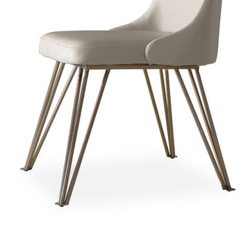 Modern Faux Leather Upholstered 2-Piece Dining Chair with Stainless Steel Legs