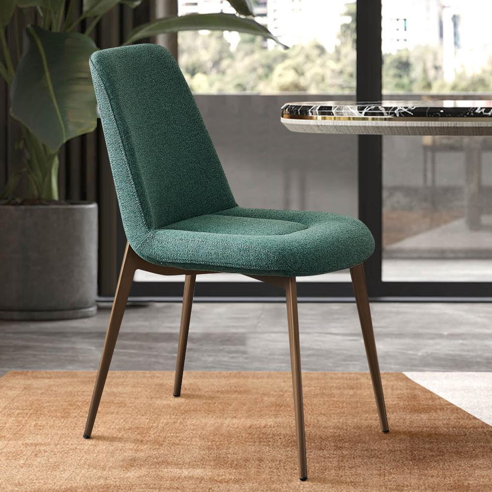 Mid-Century Modern Green Dining Chair Armless Upholstered Side Chair Set of 2