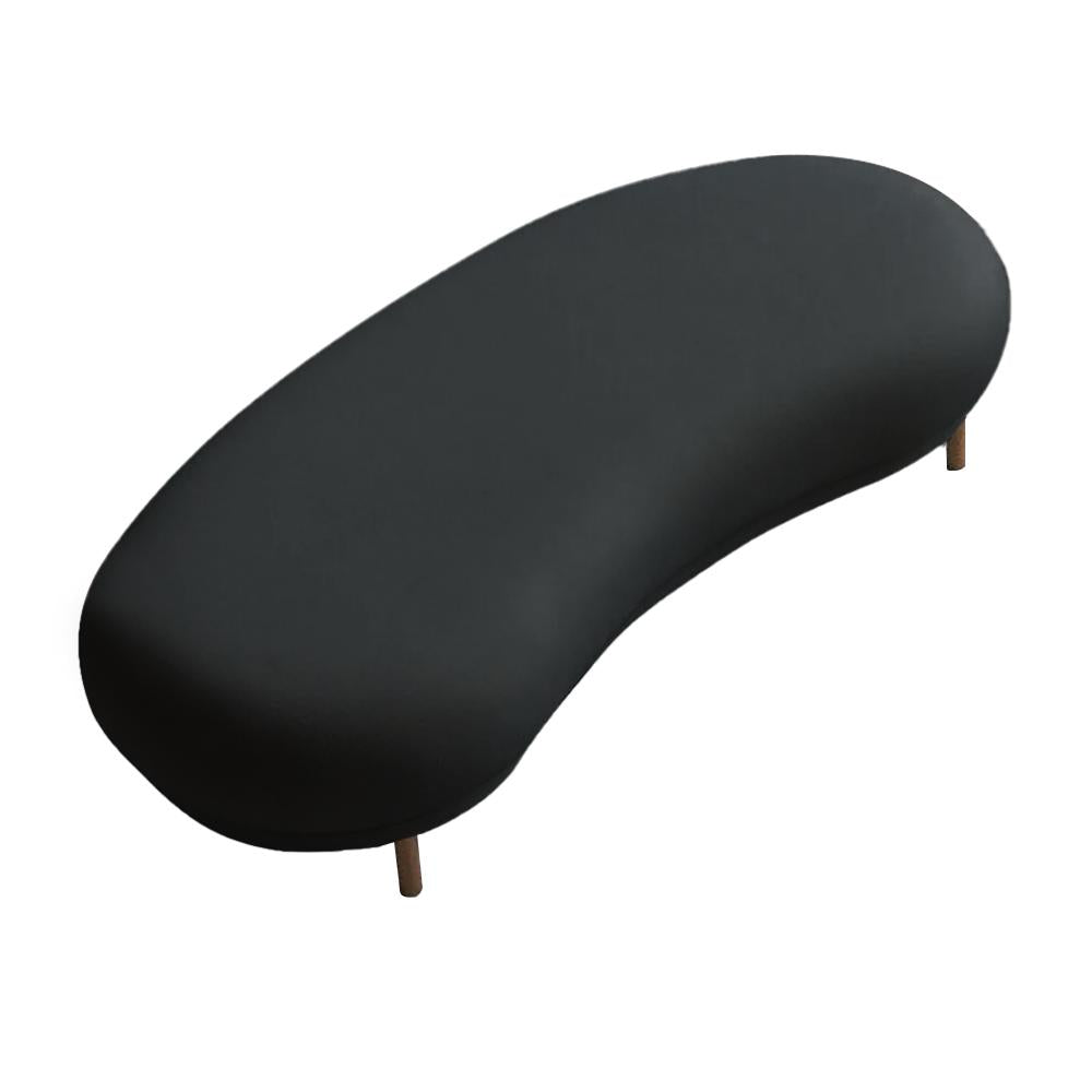 Modern White Velvet Bench Upholstered Curved Bench for End of Bed with Metal Legs