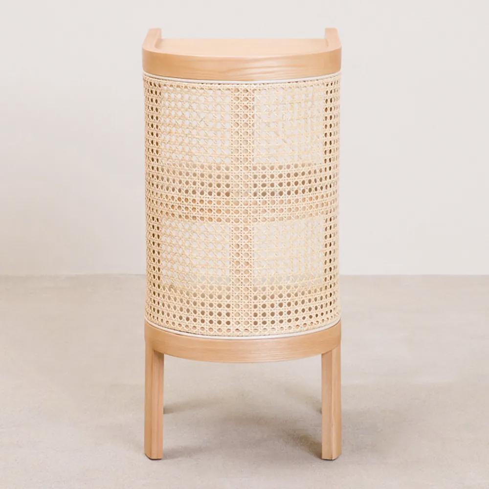 24" Black Nightstand Semi-Circle Rattan Bedside Table with 1 Shelf