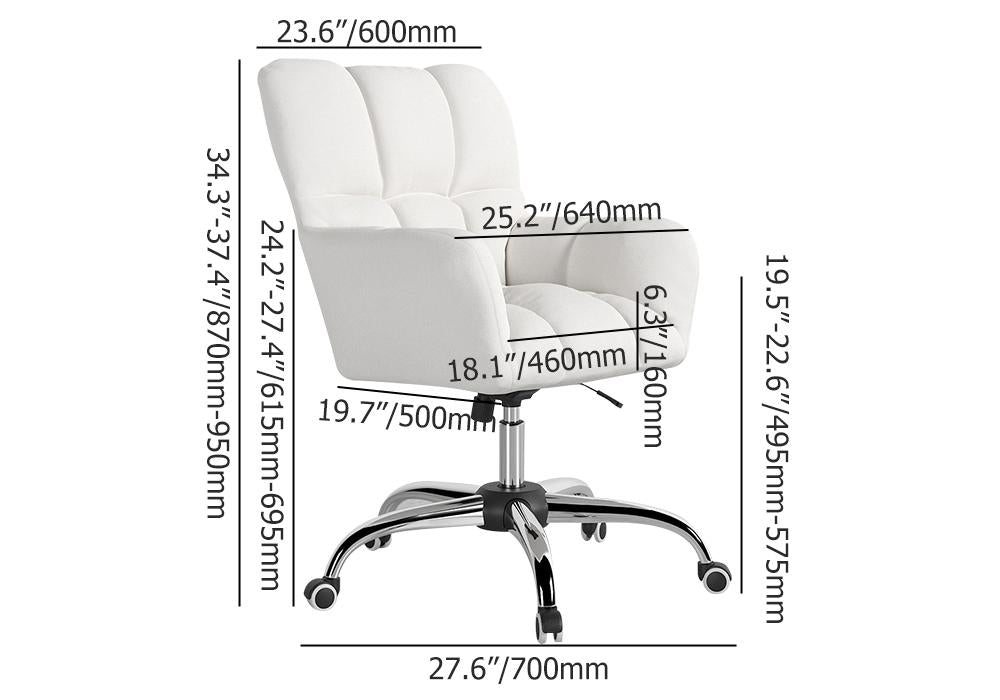 Modern Office Chair Upholstered Cotton & Linen Swivel Task Chair Height Adjustable