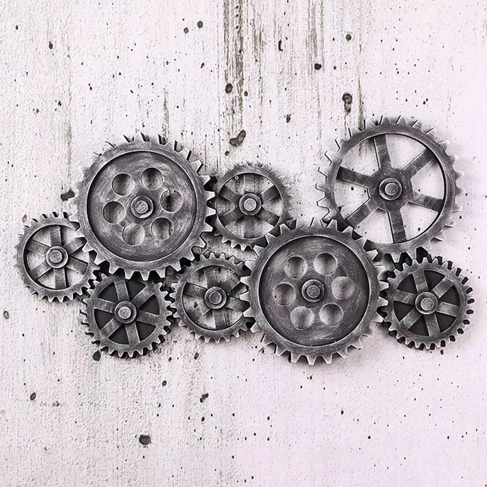 Industrial Distressed Wall Decor with Gear Design in HDF