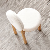 Modern White Boucle Dining Chair Side Chair Natural Wood Legs