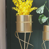 Nordic Round Metal Plant Stand Standing Plant Shelf in Gold