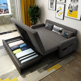 Modern Deep Gray Convertible Sofa Bed Full Sleeper with Storage Cotton & Linen Upholster