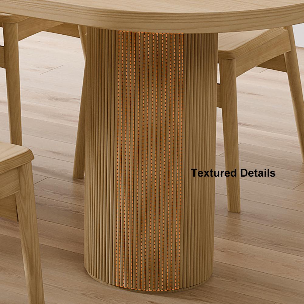 55" Farmhouse Dining Table 6 Seater Pine Wood Table Pedestal Base
