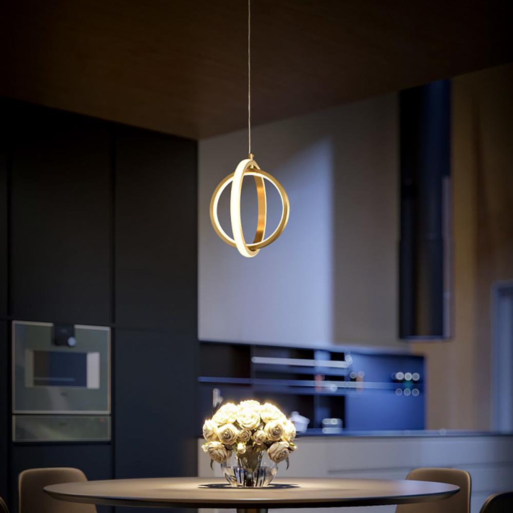 Gold Geométric Light Light 2-Ring LED HORNING LIGHT en laiton