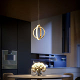 Gold Geométric Light Light 2-Ring LED HORNING LIGHT en laiton
