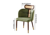 Modern Green Velvet Dining Chair Curved Back Rattan Dining Room Chairs (Set of 2)