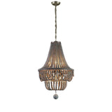 Kesarre Retro Wood Beaded Chandelier Empire Ceiling Light in Gray & Blue