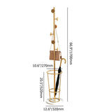67'' Entryway Metal Round Hooks Coat Rack with Umbrella Rack Base-Gold