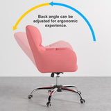 Modern Office Chair Upholstered Cotton & Linen Swivel Task Chair Height Adjustable