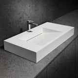 40" Wall-Hung Stone Resin Rectangle Bathroom Ramped Sink in Matte White