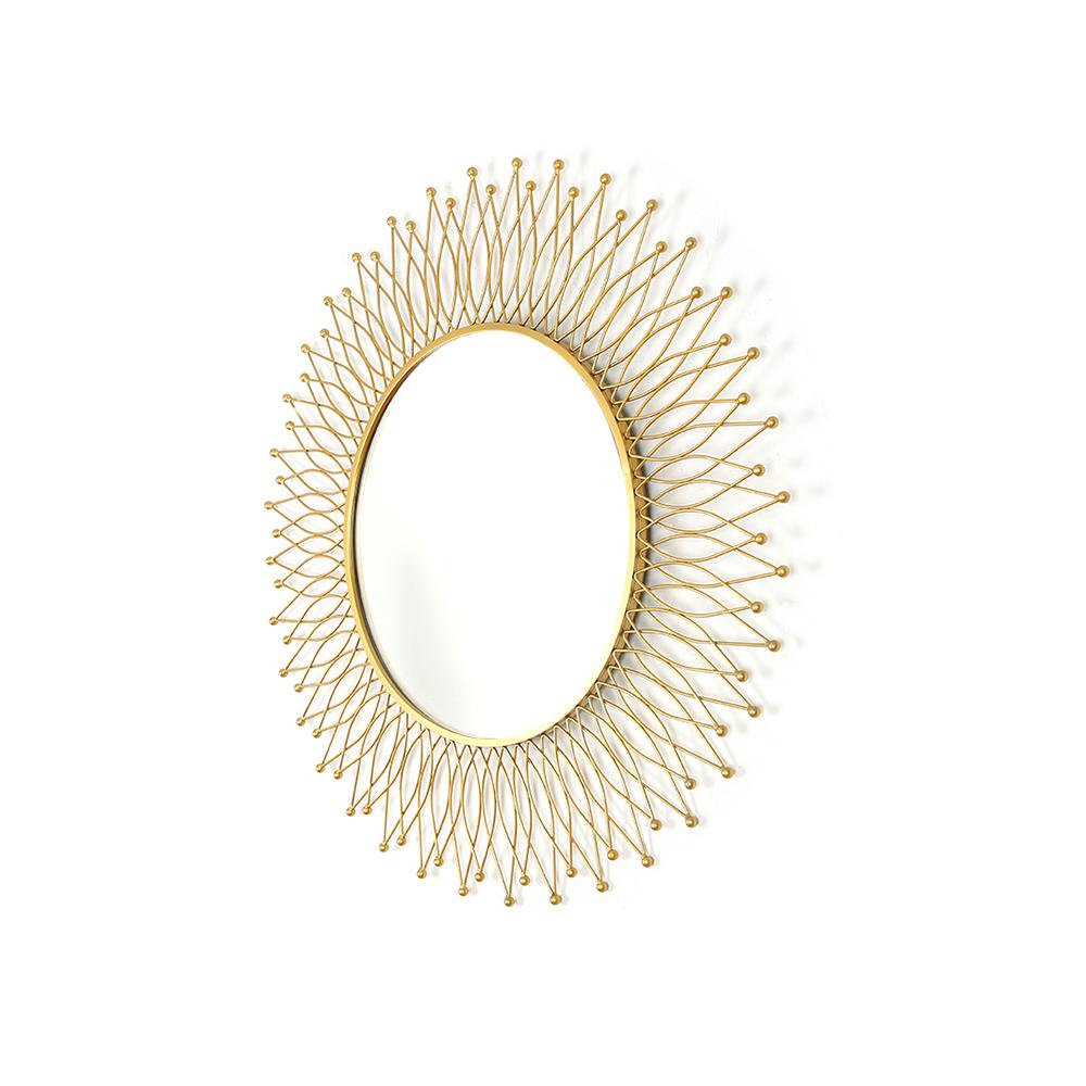 Modern & Luxury Round Gold Sun Metal Wall Mirror Decorative Art