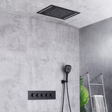 Ceiling Mounted 20" Thermostatic Black Shower System Rainfall 4 Functions